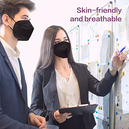 Miuphro KN95 Disposable Face Mask 25 Pack 5-Ply Breathable Safety Masks Against PM2.5, Disposable Respirator Protection Mask for Men and Women Black - color: Black