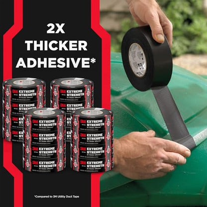 3M Extreme Strength Duct Tape 2830, 1.88 in x 30 yd, Double-Thick Adhesive, Heavy-Duty Waterproof Black Tape, Indoor/Outdoor Use, 12 Rolls - size: 1.88 inches x 30 yards, style: 12 Rolls