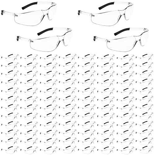 Salfboy 100 Pack Clear Safety Glasses with ANSI Z87.1 Scratch Resistant Eyewear for Women Man Lab Goggles Eye Protection - color: 118-100 Clear