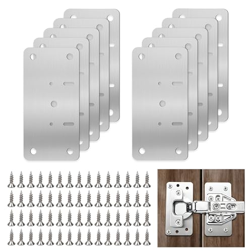 Cabinet Hinge Repair Kit,Cabinet Hinge Repair Board Replacement Kit-Hinge Fixing Plates for Kitchen, Cupboard, Locker, Cabinet Doors with Screws 10-Pcs
