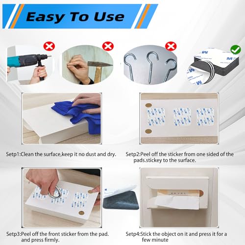 Removable Double Sided Adhesive Sticky Pads, 60 Pcs Heavy Duty 3mm EVA Foam Mounting Strips – Renter Friendly, Wall Safe, No Residue, for Walls, Car, Picture Hanging, Rugs, Home Office (Black)