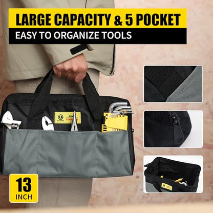 142 PCS Tool Set, Home Repairing Tool Kit with 13-Inch Wide Mouth Open Storage Tool Bag, Portable Home Tool Kit Including Hammer, Screwdriver, and Household Tools
