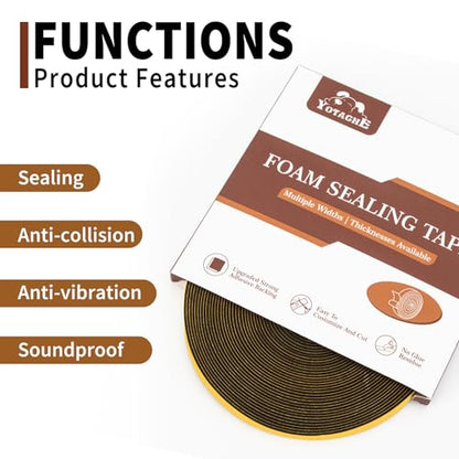 Yotache Neoprene Rubber Foam Tape 1 Inch Wide x 1/16 Inch Thick (New Adhesive Craft), High Density Close Cell Foam Strips Gasket for Door Insulation, 33 Ft Length - size: 1"x1/16"x33 Ft