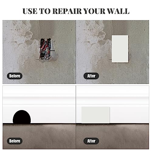 Frienda 10 Pcs Self Adhesive Rubber Wall Outlet Cover Plate Standard 5x3 Inch Screwless Blank Wall Plate Safe Decorative Patch Hole Cover for Drywall, Electrical Switch, White