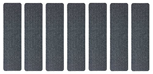 Stair Treads Collection Set of 13 Indoor Skid Slip Resistant Carpet Stair Tread Treads (7 inch x 24 inch) (Dark Grey, Set of 7) - color: Dark Grey, size: 7 Pcs - 7"x24"