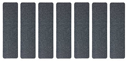 Stair Treads Collection Set of 13 Indoor Skid Slip Resistant Carpet Stair Tread Treads (7 inch x 24 inch) (Dark Grey, Set of 7) - color: Dark Grey, size: 7 Pcs - 7"x24"