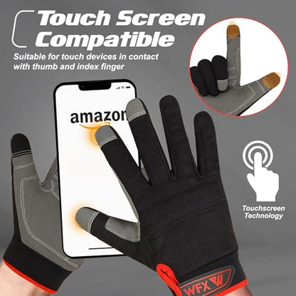 WFX Mens Work Gloves Utility Touch Screen Breathable Spandex Rigger Padded Working Mechanic Palm Safety Builder Gardening - size: Small