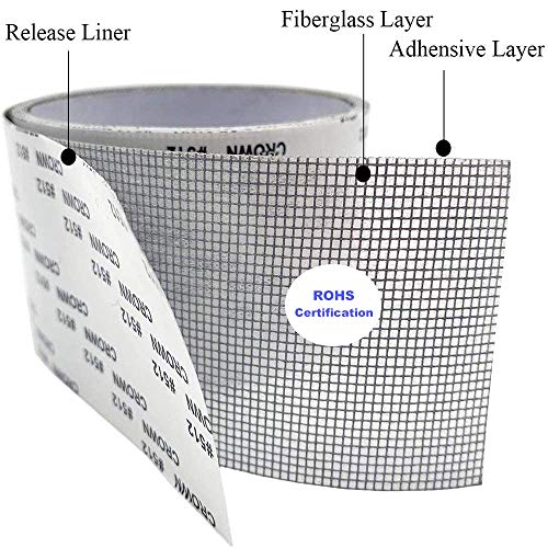 ACEBON Window Screen Repair Kit - 2"x80' Tape for Tears & Holes, Strong Adhesive Black Fiberglass Mesh - color: Black, size: 2in x 80in