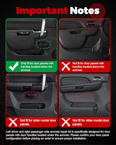 Left Driver & Right Passenger Side Armrest Repair Kit Compatible with 2010-2014 Silverado 2500 HD 3500 HD Sierra 2500 HD 3500 HD Door Panel with Release Handle Below Armrest Replace 22818465 22818470 - size: 22818465-470LR