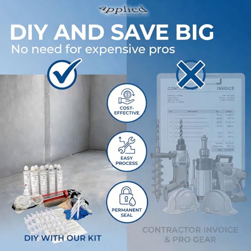 20' Fast Set Foundation Crack Repair Injection Kit, Hydra Stop 300 Expanding Polyurethane Foam Concrete Crack Filler, Basement Wall Leak Sealant, Waterproof Repair System for Wet Basement Solutions