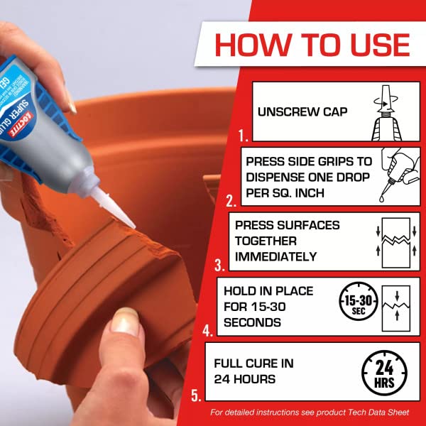 Loctite Super Glue Gel Control, Clear, 0.14 fl oz Bottle, 6 Pack - Superglue for Plastic, Wood, Metal, Crafts & Repair, Cyanoacrylate Adhesive Instant Glue, Quick Dry - size: 6 Pack
