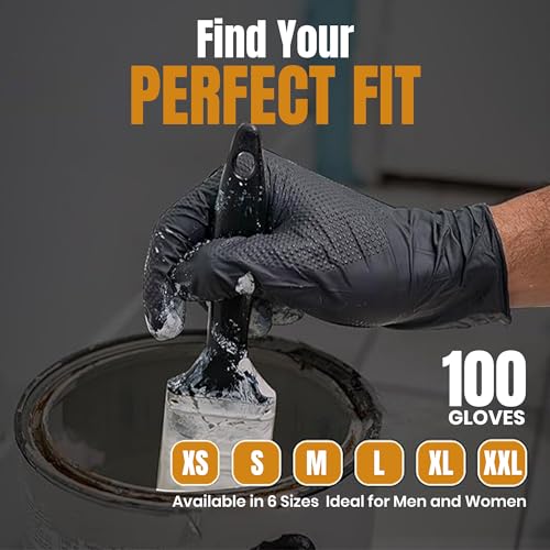 Industrial Black, 8 Mil Thick - Diamond Texture Disposable Heavy-Duty, Tear-Resistant