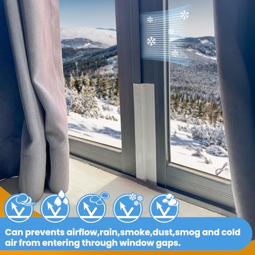 White Window Weather Sealing Tape,Window Draft Isolation Sealing Film Tape,Window AC Seal Air Conditioner Sealing Tape No Residue, Self Adhesive for Keep Out Cold Air Dust Rain, Waterproof - color: White, size: 2 Inch x 65 FT