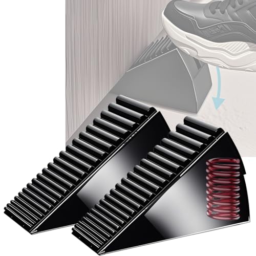 2 Pack Heavy Duty Door Stop, Strongest Tall Door Stopper Up to 3 inch, Built-in Spring Door stoppers for Bottom of Door, Large Rubber Door Stopper Wedge for Any Gate Gap