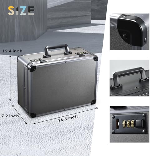Yueieoun Barber Case with Clippers Sliding Tray, Profesional Barbers Briefcase Tool Case, Travel Barber Cases for Clippers and Supplies, Hair Scissors Trimmer Organizer, Salon Grooming Hard Suitcase - color: Gunmetal Grey