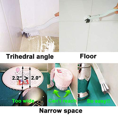 Bathroom Brushes Kitchen Cleaning Brush Set Toilet Bowl Brush Scrub Brush Home Cleaner Floor Stiff Bristles with Adhesive Hooks Plastic Handle Durable 13.5-Inch Deep Cleaning - color: White