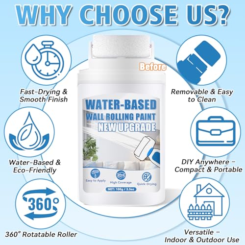 White Paint for Wall, White Touch Up Paint for Walls, All-in-One Repair Kit with Small Roller to Cover Scratches, Stains, Cracks and Marks, Fast-Drying Flat Finish for Seamless Patches (white) - color: white