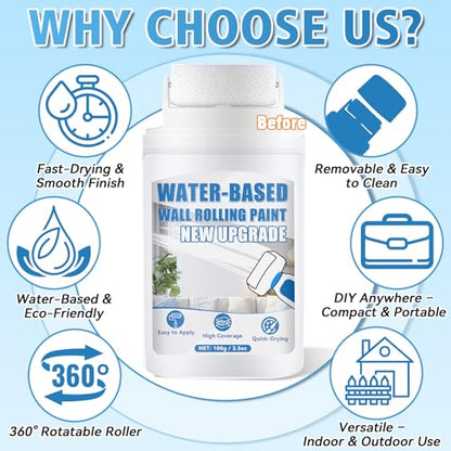 White Paint for Wall, White Touch Up Paint for Walls, All-in-One Repair Kit with Small Roller to Cover Scratches, Stains, Cracks and Marks, Fast-Drying Flat Finish for Seamless Patches (white) - color: white