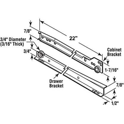 Cold Rolled Plate Bottom Mount Drawer Slides Track (22in/55cm) - size: 22in/55cm