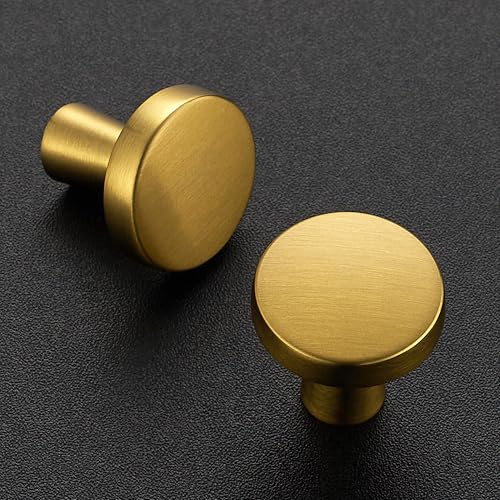 Ravinte 10 Pack Gold Cabinet Knobs Mini Round Knobs Single Hole Solid Drawer Pulls for Dresser Drawers -1 Inch Diameter - color: Gold