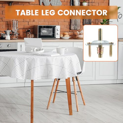 4-Piece Table Leg Mounting Plate, Heavy Duty Steel Table Leg Brackets with M8 Hanger Bolts and Screws, Furniture Hardware Attachment Plates for Sofa Couch and Chair Repair