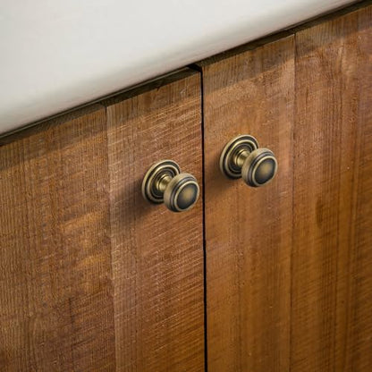 5 Pack Matt Bronze Solid Brass Kitchen Cabinet Knobs,Drawer Pulls, 1.18 Inch 30mm Diameter, Modern Furniture Handles for Cupboard Wardrobe(Antique) - style: Bronze