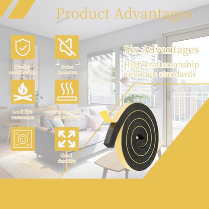 Window Air Conditioner Foam Tape -2 Rolls, 1 Inch Wide x 1/2 Inch Thick Weather Stripping Door Seal Strip for Insulation, Weatherstrip, Gap Blocker,Total 13Feet Long