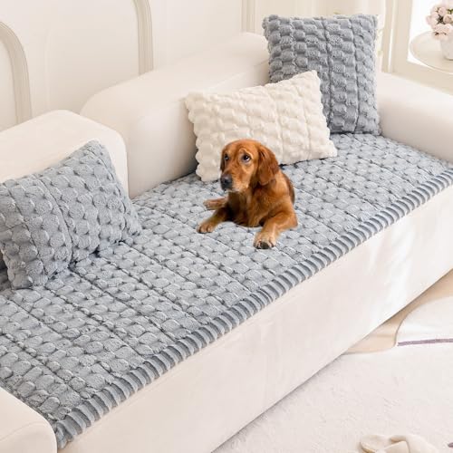 Mivnue Pet Couch Cover Dogs Washable Sofa Protector Non Slip Fuzzy Couch Pads Pet Friendly Dog Mat for Couches and Sofas - color: Grey, size: 27.6" x 59.1"