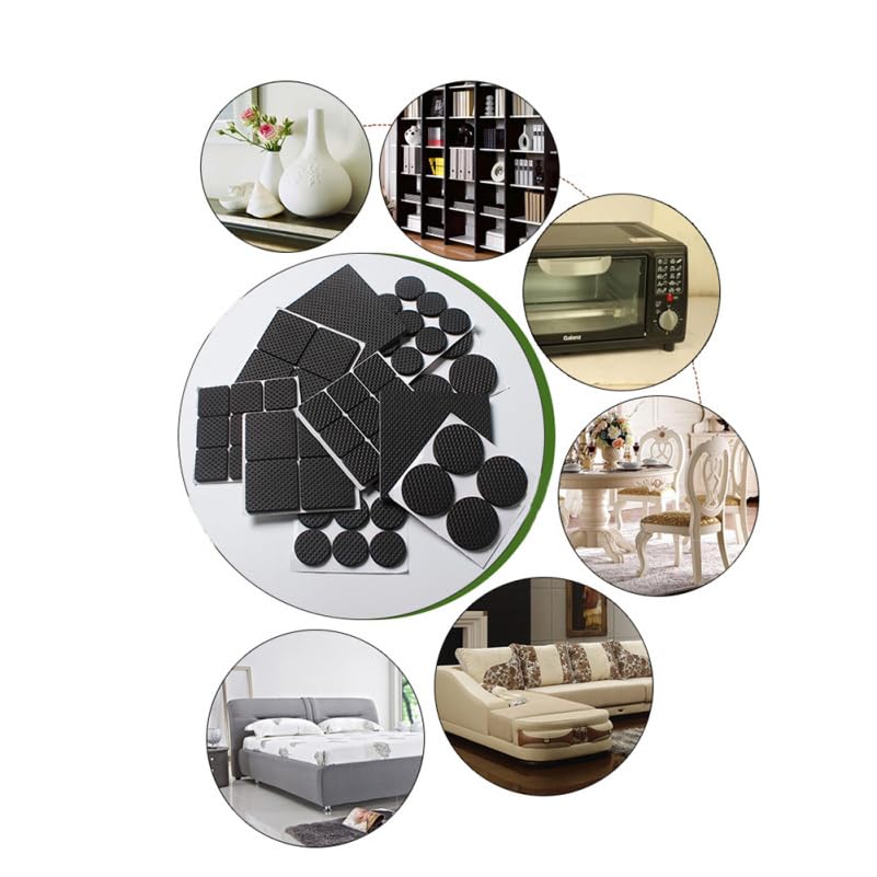 Garneck 48pcs Non Slip Furniture Pads Felt Furniture Sliders for Carpet Floor Protector Pads for Chairs Tables Self-Adhesive