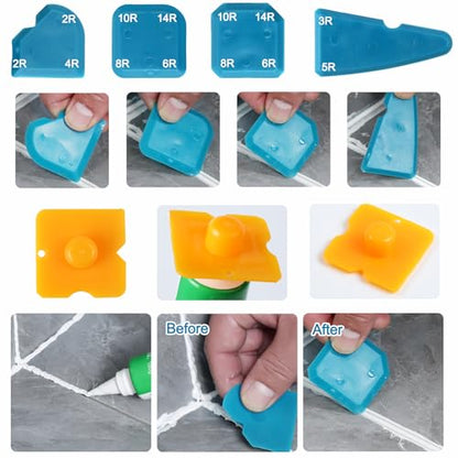 Caulk Gun Kit, Smooth Silicone Caulking Gun and Caulk Remover Tool, Sealant Finishing Tool Grout Scraper for Kitchen Bathroom Window Sink Joint, All in One with Gift Box