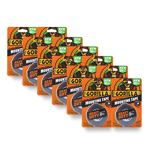 Gorilla Heavy Duty Double Sided Mounting Tape, 1" x 60", Black, (Pack of 12) - size: 1" X 60"