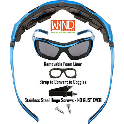 Large Motorcycle Riding Glasses Extreme Sports Wrap Sunglasses - color: Blue | Smoke