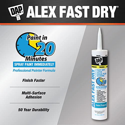 DAP 18425,White Caulk,10.1 oz,10.1 Fl Oz,Whites,(Pack of 6) - size: 10.1 Oz (Pack of 6)