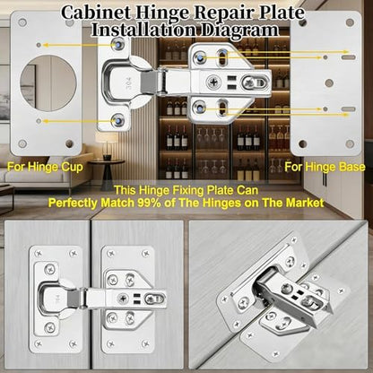 8 PCS Cabinet Hinge Repair Plate, Stainless Steel Cabinet Hinge Repair Kit, Hinge Repair Plate, Cabinet Repair Kit, Kitchen Cupboard Door Hinge Repair Plate, Hinges Repair Fixing Plates with Screw - size: Small-A