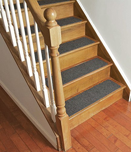 Stair Treads Collection Set of 13 Indoor Skid Slip Resistant Carpet Stair Tread Treads (7 inch x 24 inch) (Dark Grey, Set of 7) - color: Dark Grey, size: 7 Pcs - 7"x24"