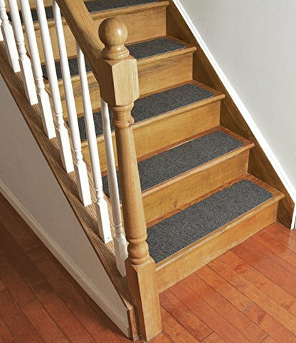 Stair Tread Collection Skid Slip Resistant Carpet Stair Treads Set of 13 (8 in x 30 in), Dark Grey Stair Protector Mat - color: Dark Grey, size: 13 Pcs - 8"x30"