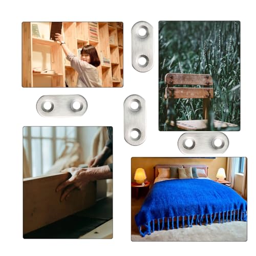 20 Pack Straight Brace, Flat Straight Bracket with Screws,Stainless Straight Flat Brace, Repair Bracket, Flat Plate Straight Bracket, Stainless Steel Straight Bracket (Silver) - color: Silver