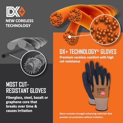 MAGID D-ROC ANSI A5 DX+ Technology VersaTek Grip Work Gloves, 1 Pair, Size 5/XXS, DXPG53 - size: 5/XXS, style: 1 Pair