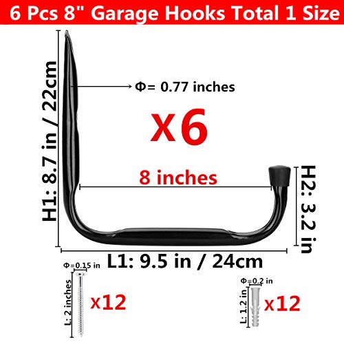 Ladder Storage Hook, Garage and Garden Storage Utility Hook, Heavy Duty Jumbo Arm Hanger - size: 8.7Inch x 9.5Inch