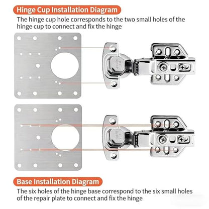 8PCSKitchen Cabinet Door Repair Platekit:UKFMLNLStainless Steel Hinges Fixion Plate,Suitable for Repairing and Securing Loose and Sagging Cabinet Doors at Home