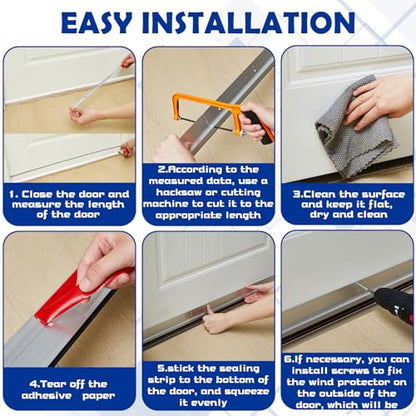 Gisafai 4 Pcs 36'' Metal Door Draft Stopper, Aluminum Door Sweep Mouse Stopper Mice Seal Strip, Noise Blocker Sweep for Keep Rodents Pests Out, Enhanced Weather Sealing, Easy to Install (Silver) - color: Silver