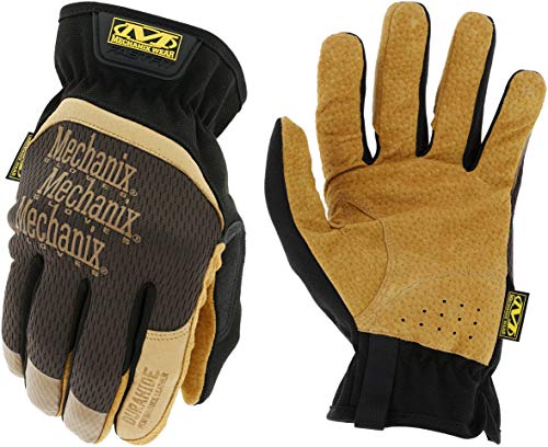 Mechanix Wear Fastfit Leather Gloves - Abrasion Resistant Gloves for Hand Safety - Breathable - Secure Fit - Two-Piece Palm - Machine Washable - Brown/Black - XX-Large - size: XX-Large