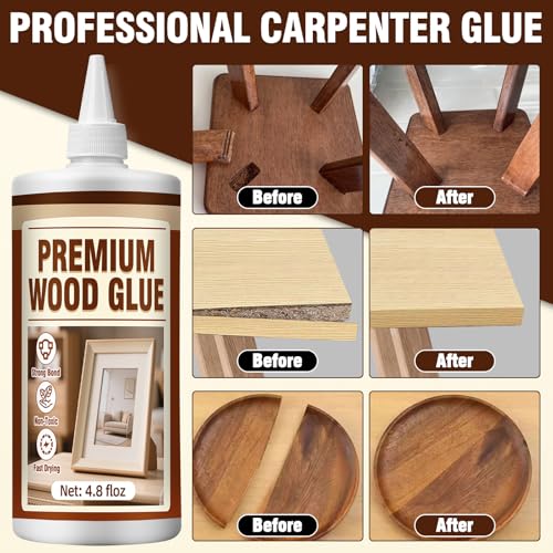 Wood Glue, Strongest Heavy-Duty Wood Glue for Furniture, Waterproof Clear PVA Crazy Glue for DIY, Crafts, Furniture, Baseboard, Cabinets, Door(150g)