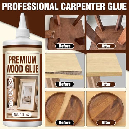 Wood Glue, Strongest Heavy-Duty Wood Glue for Furniture, Waterproof Clear PVA Crazy Glue for DIY, Crafts, Furniture, Baseboard, Cabinets, Door(150g)