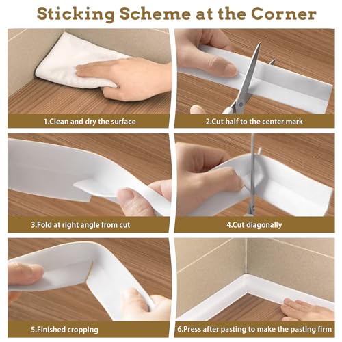 Caulk Tape Waterproof Self Adhesive, 2 Rolls Toilet Caulk Sealing Strip, Bathtub Caulking Sealant Tape for Kitchen, Bathroom, Countertop, Sink, Floor Wall Edge Protector(1.5" x 10.5Ft) - style: 2Pcs-White