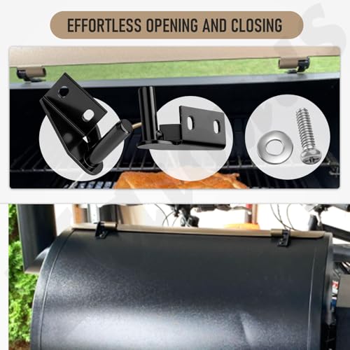 Lid Hinge Kit KIT0001 Use for Many Traeger Models, Traeger Lid Hinge Kit Includes 1 Left, 1 Right Hinges & Installation Hardware