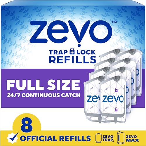 Zevo Flying Insect Trap Official Refill Cartridges - Fits Both Zevo Trap & MAX Indoor Fly Trap - Authentic Trap+Lock Technology to Catch Gnats, House & Fruit Flies (8 Official Refill Cartridges) - style: 8 Refill Cartridges
