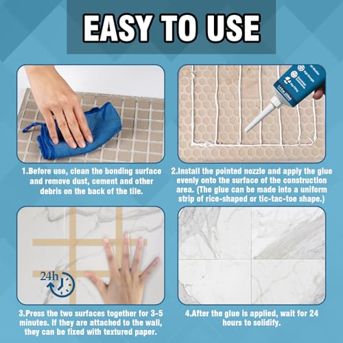 Construction Adhesive Heavy Duty, Cement Glue for Concrete, Floor, Wall, Stone, Wood and More, 7.4 Ounce Tile Squeeze Tube, Suitable for Rough Bonding Surface (220ml*1) - style: 220ml*1
