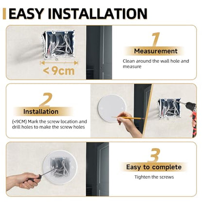 Ceiling Cover Plate,5 Inch Round Electrical Box Cover Plate for 4 Inch Electric Box,Metal Round Wall Plate Cover for Smoke Detector,Hole Spacing 3.5 Inch - 12 Pcs(White) - color: White - 12 Pcs