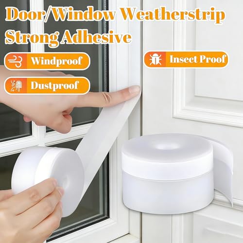 ZOMPAGO Weather Stripping 1.8in x 16.4FT Clear SiliconeDoor Seal Tape for Windows Draft Blocker Insulation Self Adhesive Removable for Home Garage RV - size: 1.8" X 16.4ft